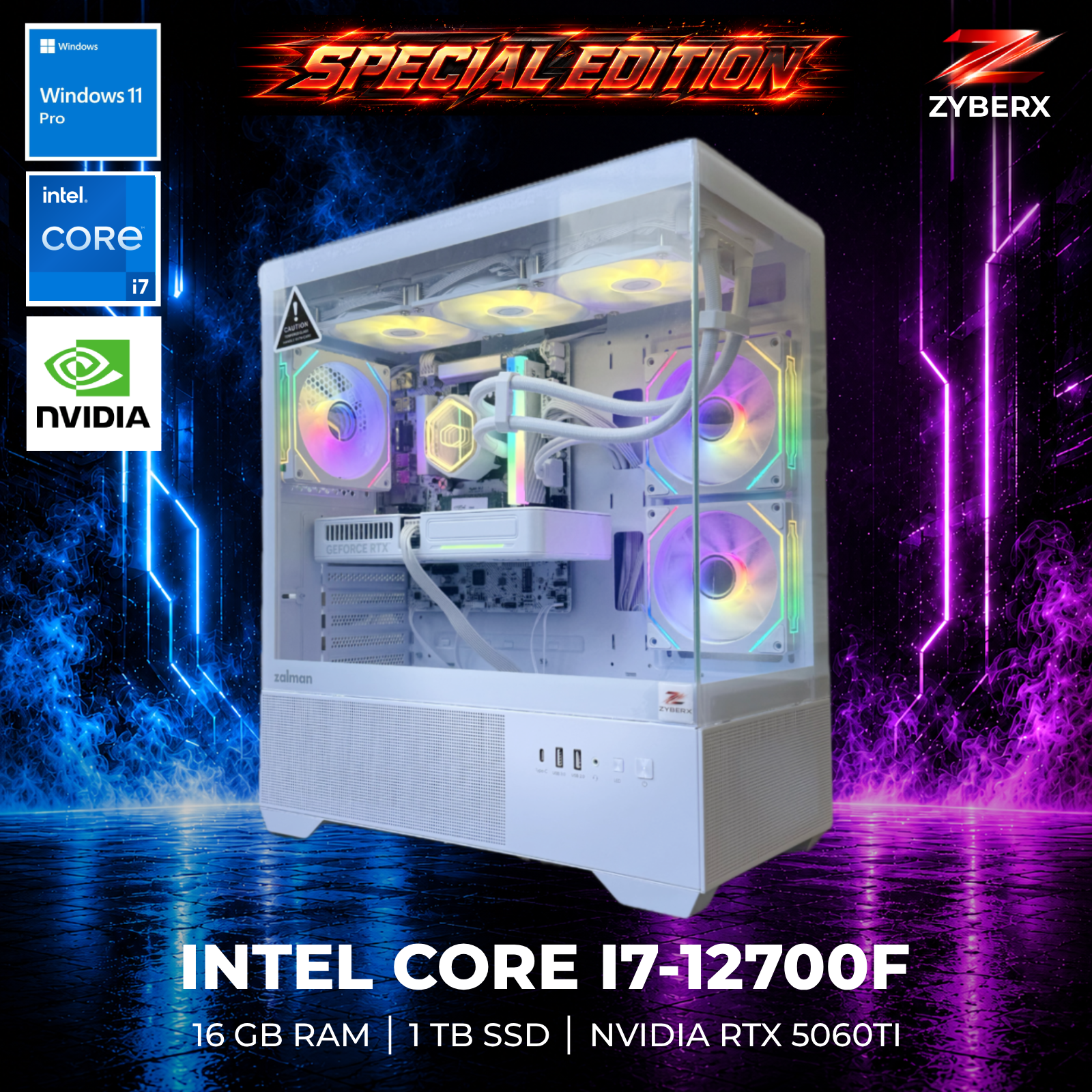 Zyberx - Special Edition - Intel i7-12700F, GeForce RTX 5060 Ti , 16 GB,  1 TB SSD