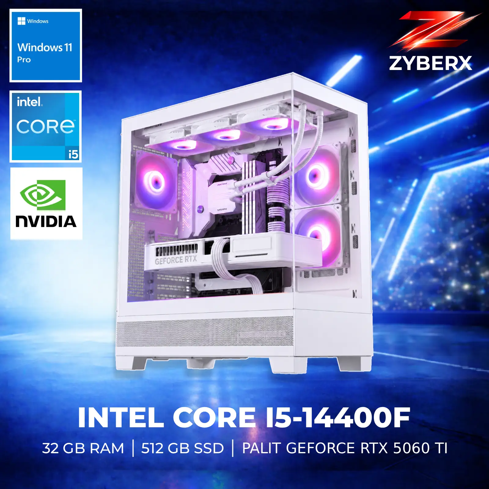Zyberx - Gaming PC - Intel i5-14400F, GeForce RTX 5060 Ti , 32 GB,  512 GB