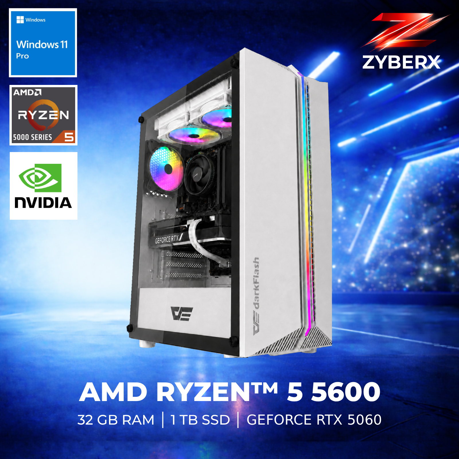 Zyberx Gaming PC - AMD Ryzen 5 5600, 32 GB, 1 TB GeForce RTX 5060