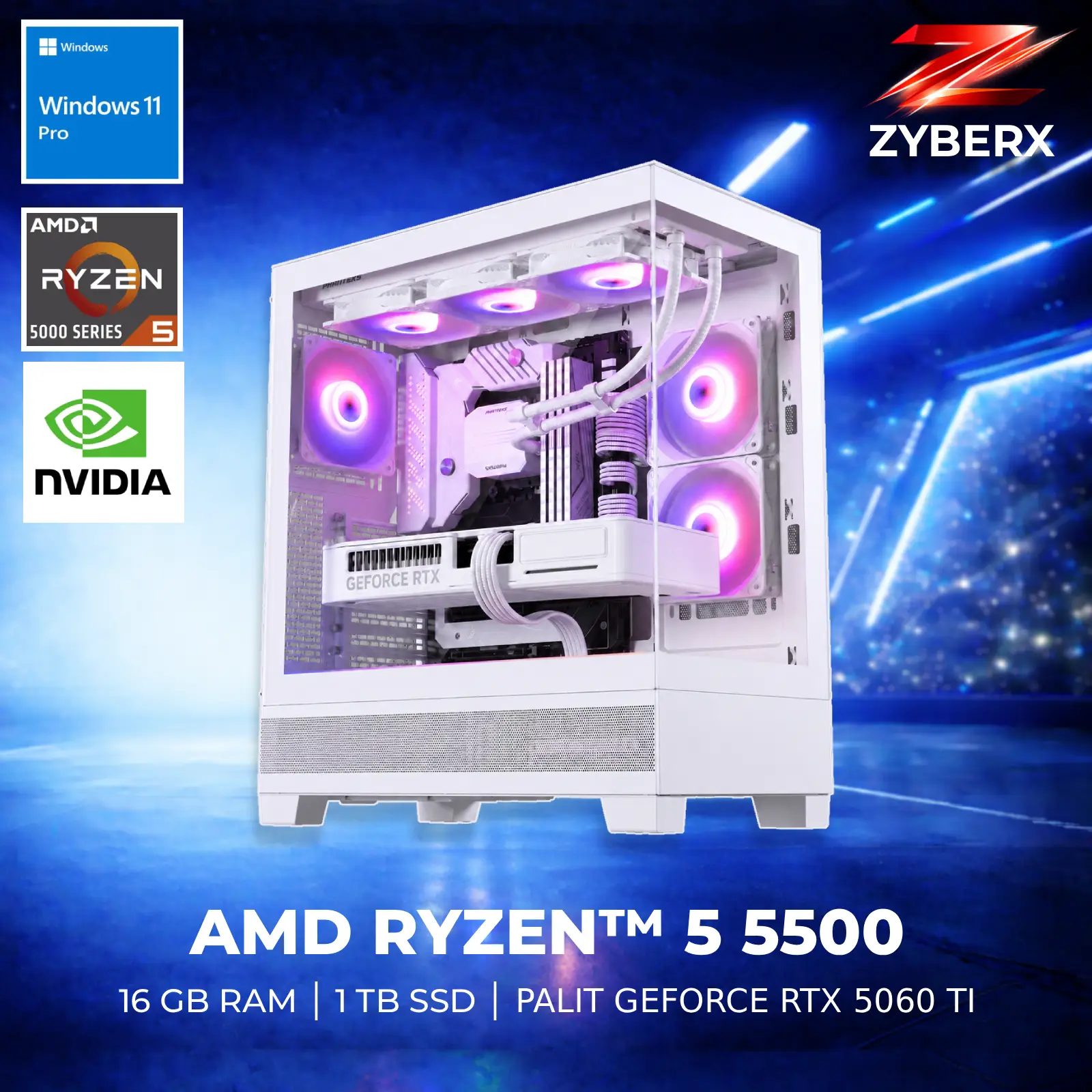 Zyberx Gaming PC - AMD Ryzen 5 5500, 16 GB, 1 TB GeForce RTX 5060 Ti