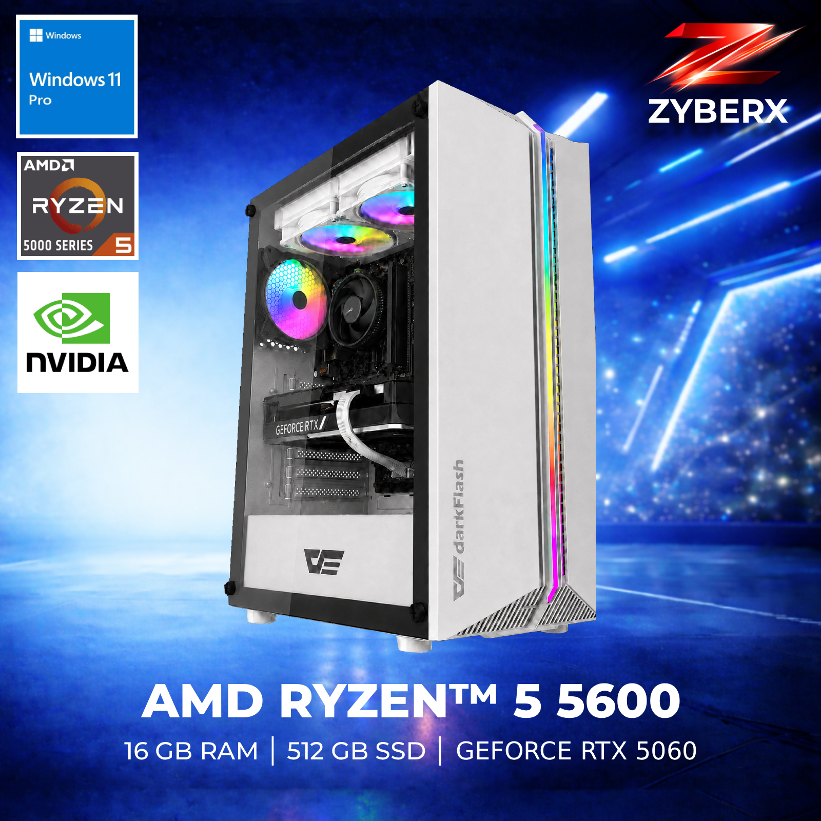 Zyberx Gaming PC - AMD Ryzen 5 5600, 16 GB, 512 GB GeForce RTX 5060